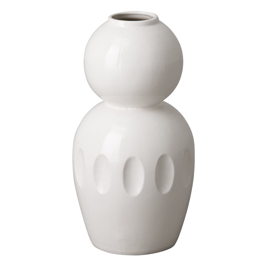 Orion Gourd Vase, White 9x19"H