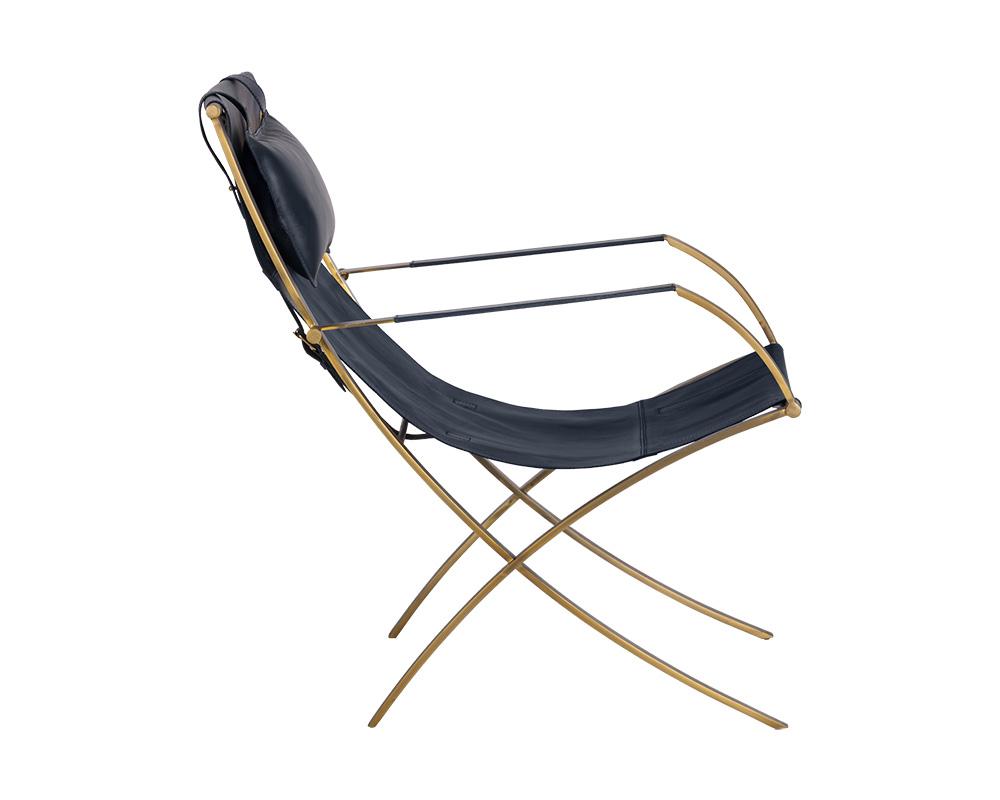 Willis Lounge Chair - Blue Leather