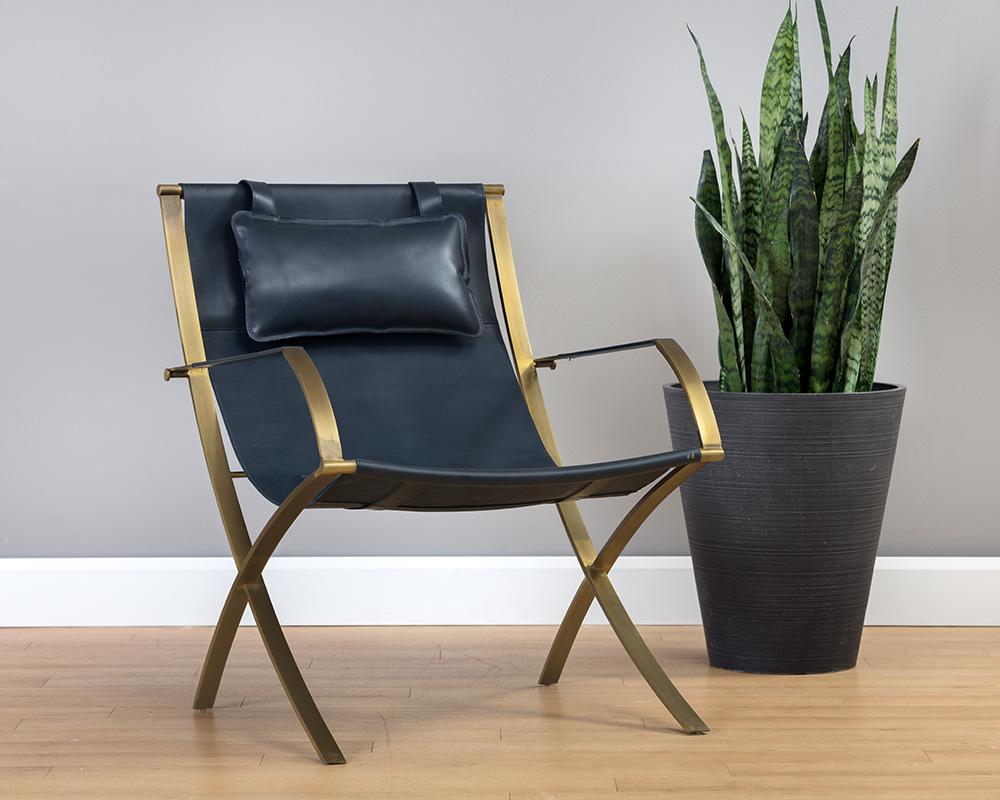 Willis Lounge Chair - Blue Leather