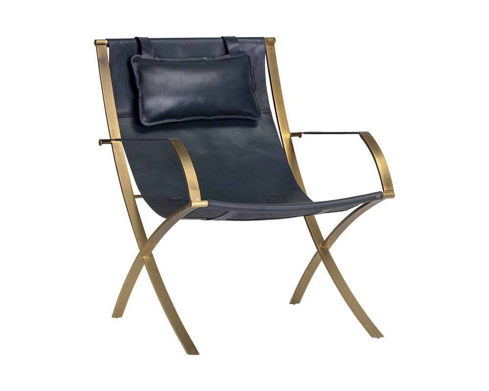 Willis Lounge Chair - Blue Leather