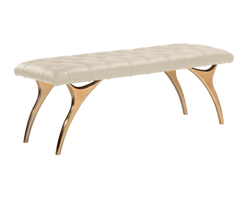 Taylen Bench - Cream Leather