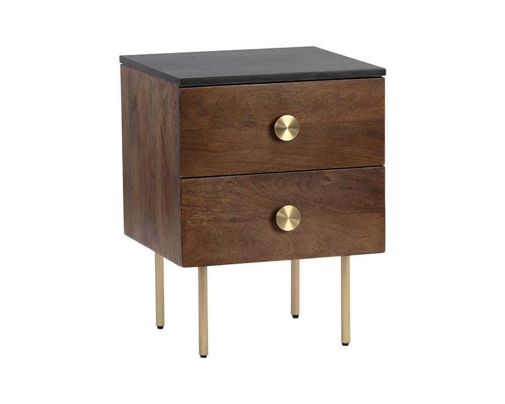 Keely Nightstand - Black Marble / Cafe