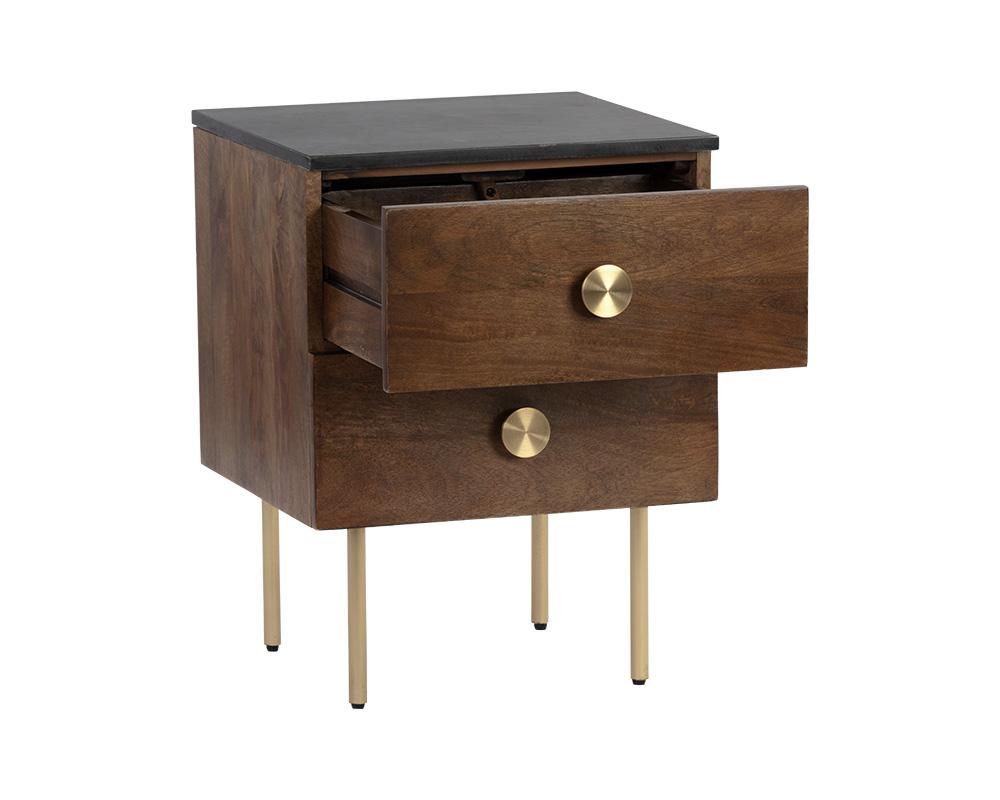 Keely Nightstand - Black Marble / Cafe