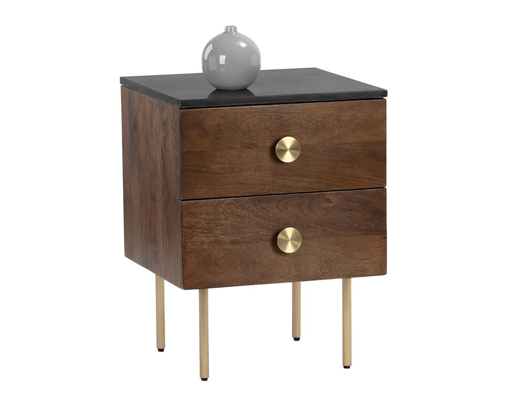 Keely Nightstand - Black Marble / Cafe