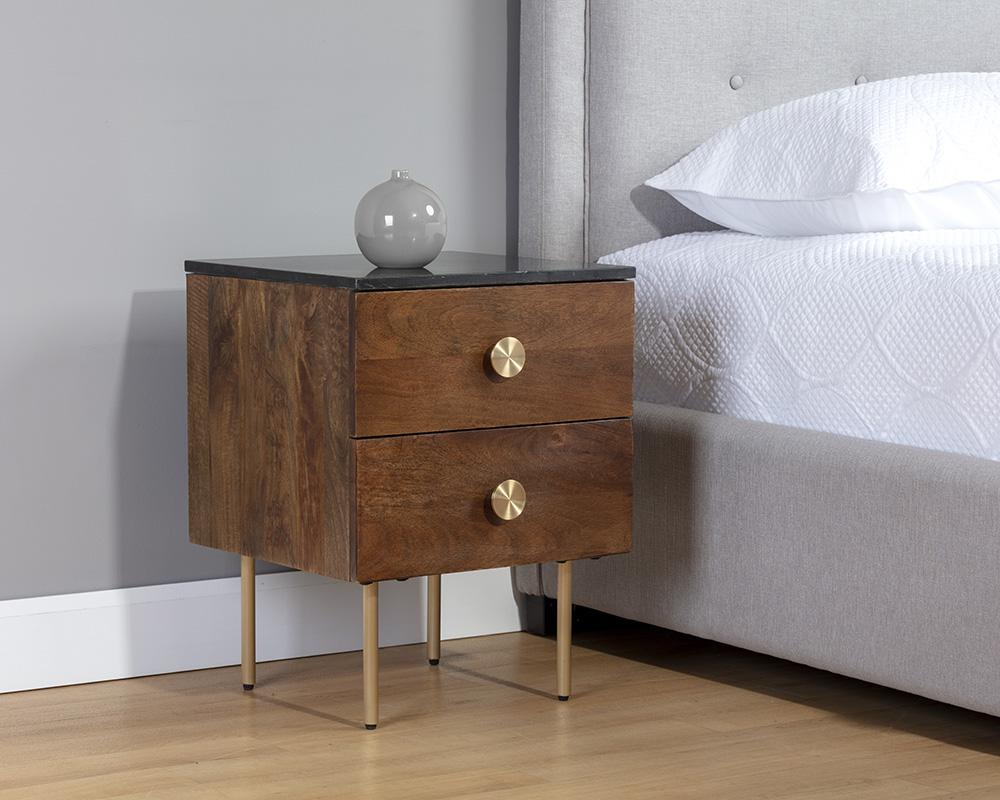 Keely Nightstand - Black Marble / Cafe