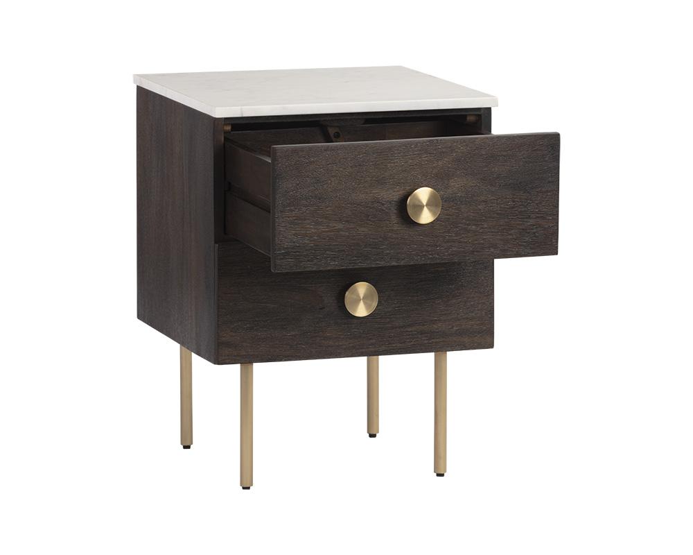 Keely Nightstand - White Marble / Dark Walnut