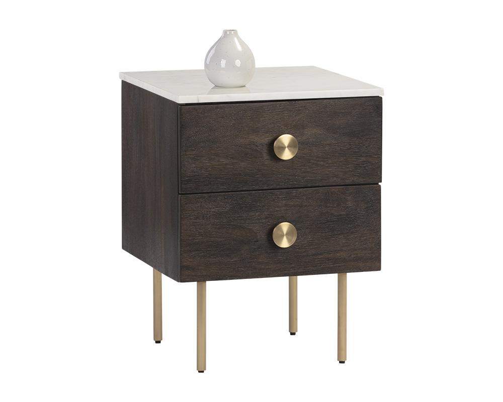 Keely Nightstand - White Marble / Dark Walnut