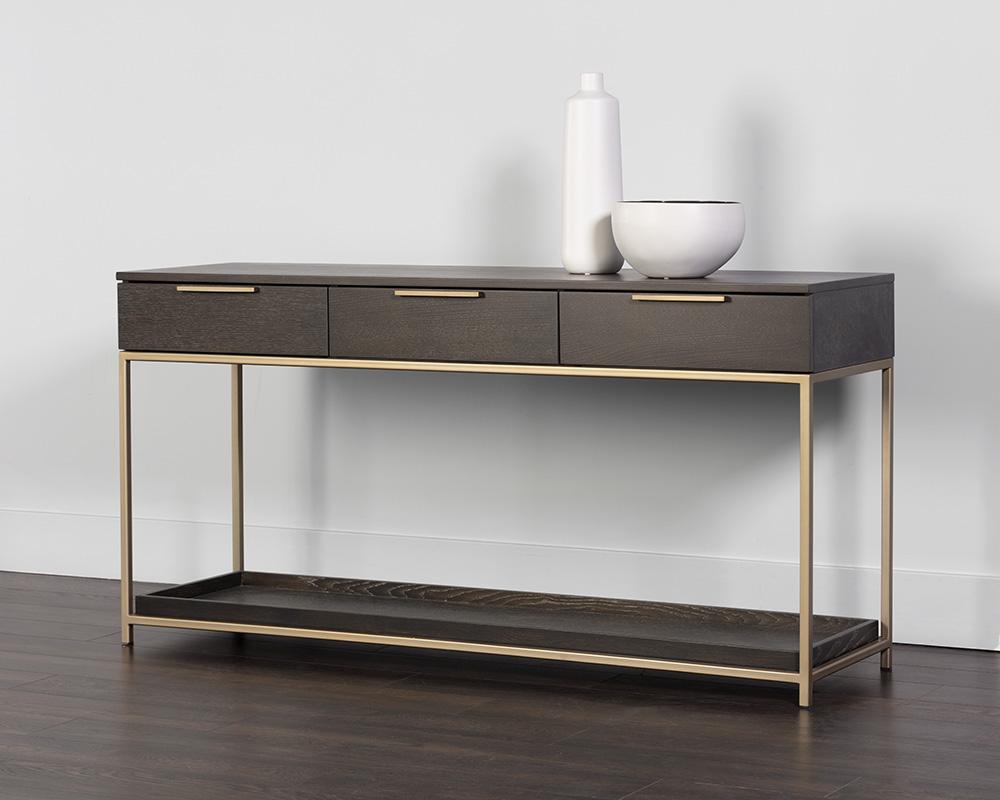 Rebel Console Table With Drawers  - Gold - Charcoal Grey