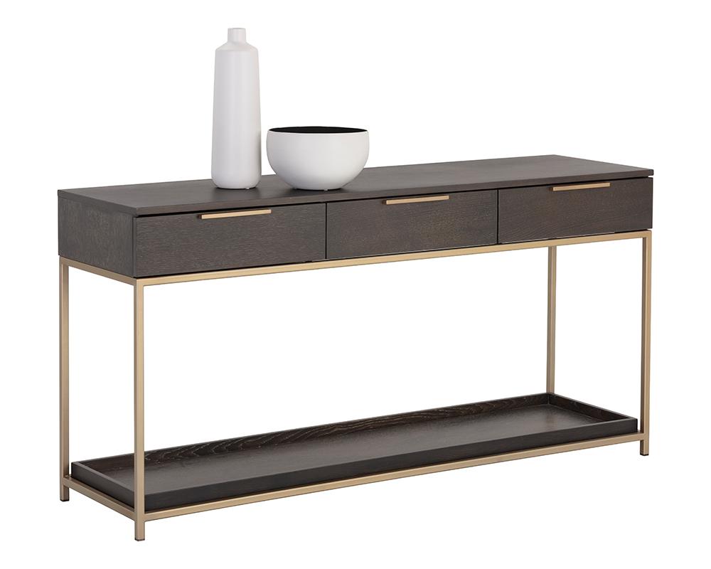 Rebel Console Table With Drawers  - Gold - Charcoal Grey