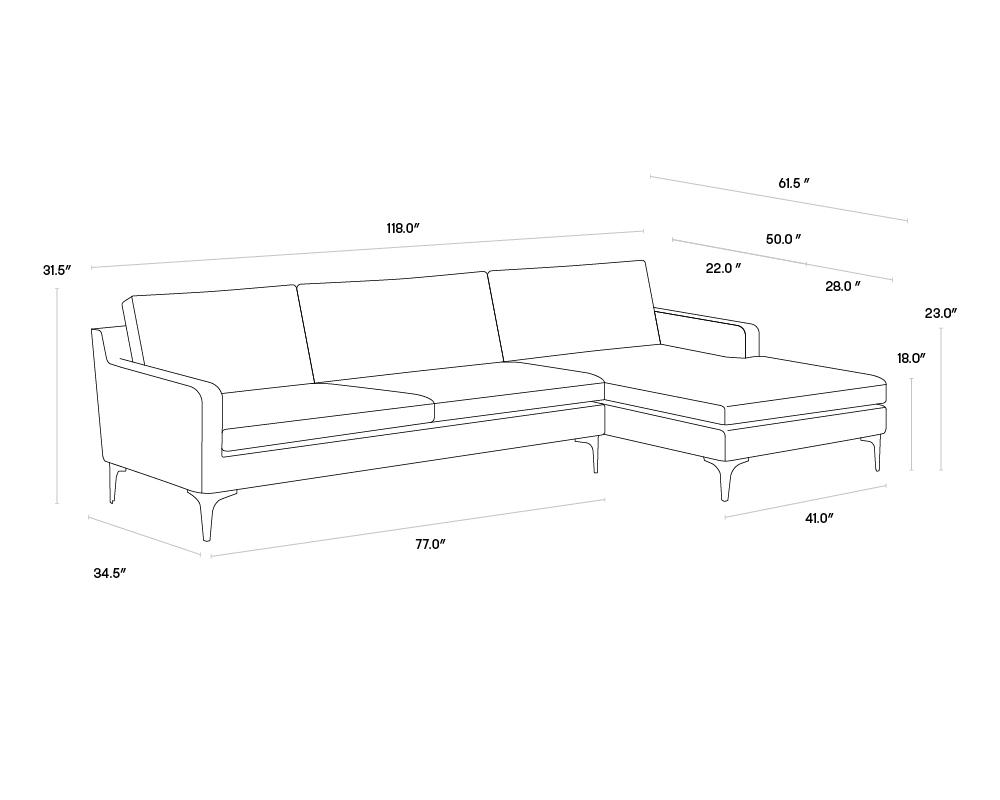 Andie Sofa Chaise - Raf - Davis Beige