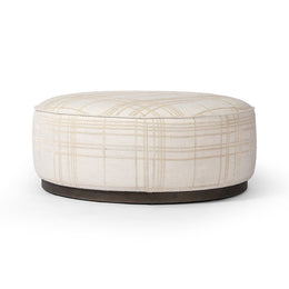 Sinclair Large Round Ottoman, Sheffield Ivory