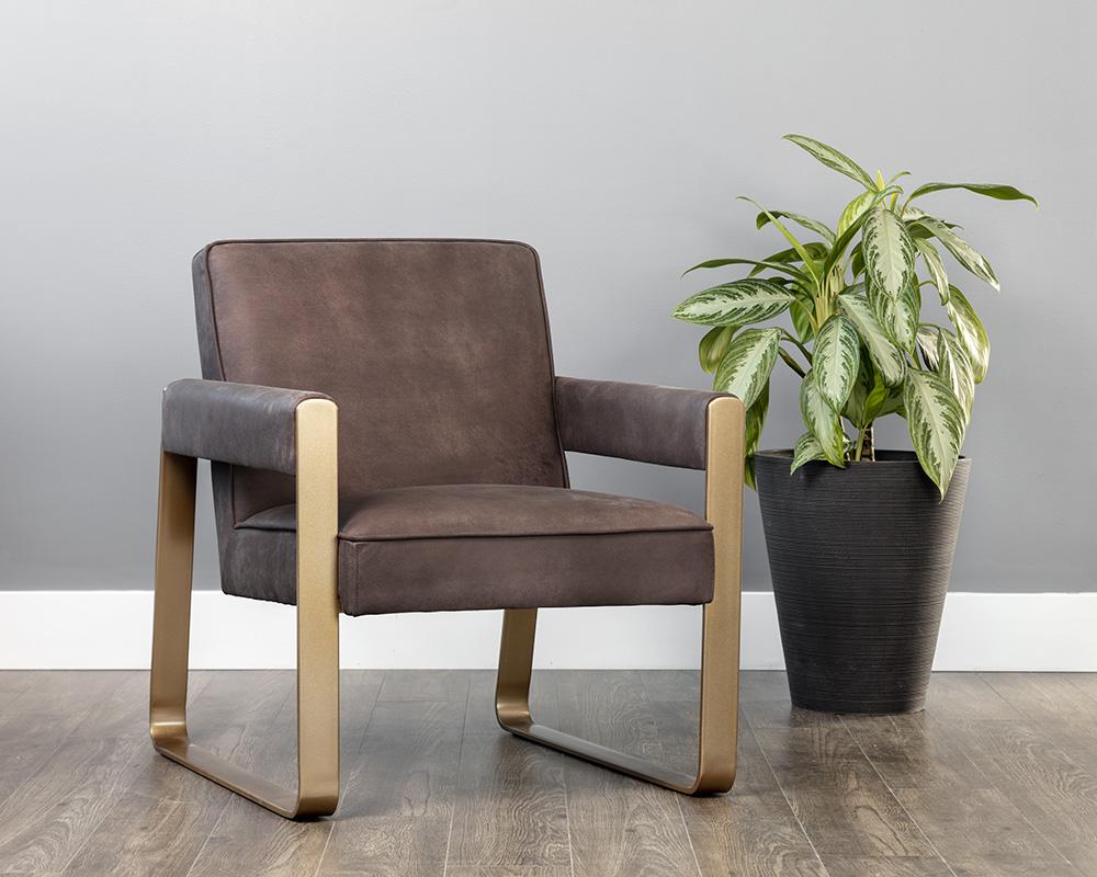 Gale Lounge Chair - Lux Brass - Dandi Mocca Leather