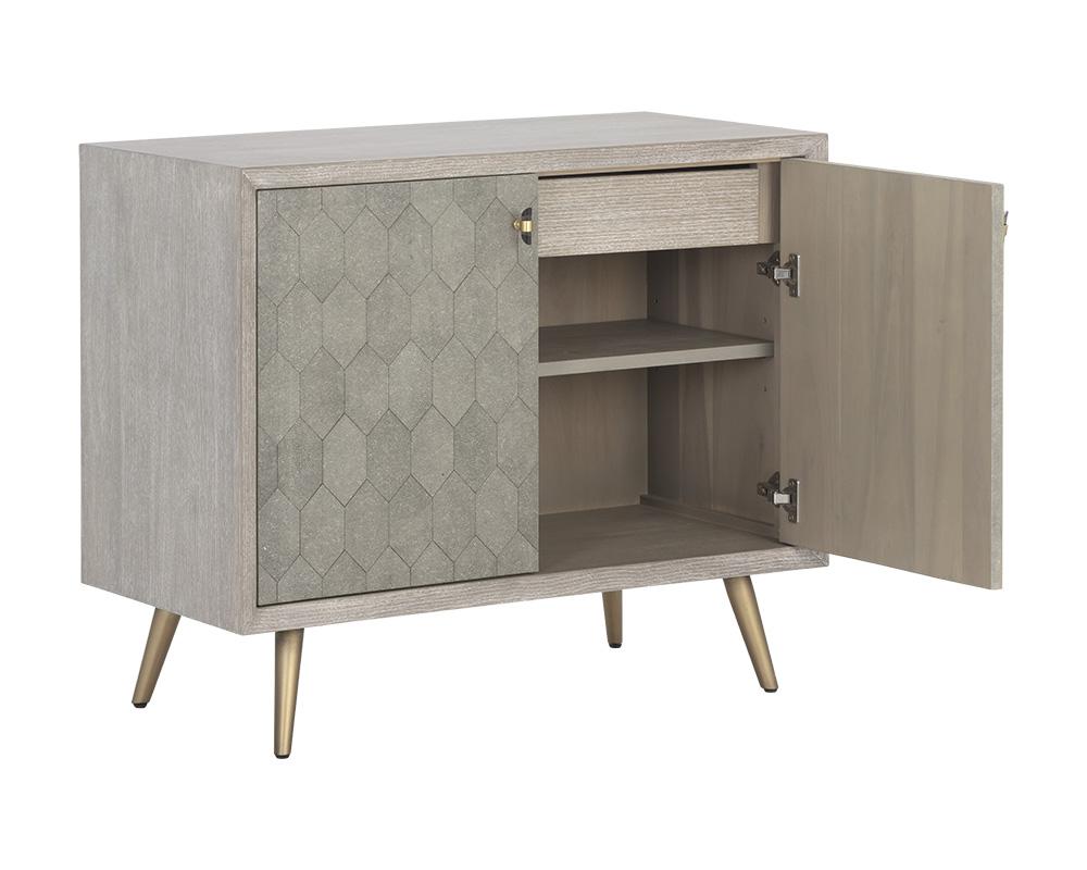 Aniston Sideboard - Small - White Ceruse - Taupe Shagreen