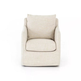 Banks Slipcover Swivel Chair, Cambric Ivory