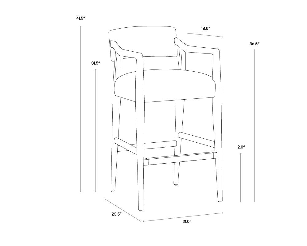 Keagan Barstool - Brentwood Charcoal Leather