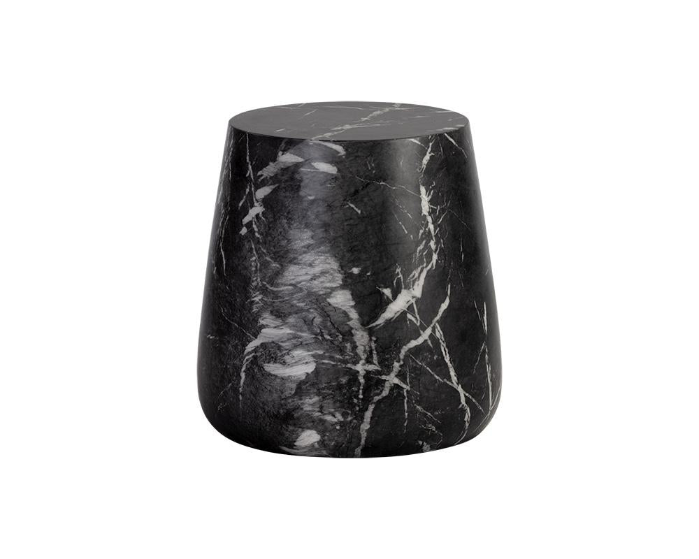 Aries Side Table - Marble Look - Black