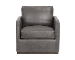 Portman Swivel Lounge Chair - Marseille Concrete Leather