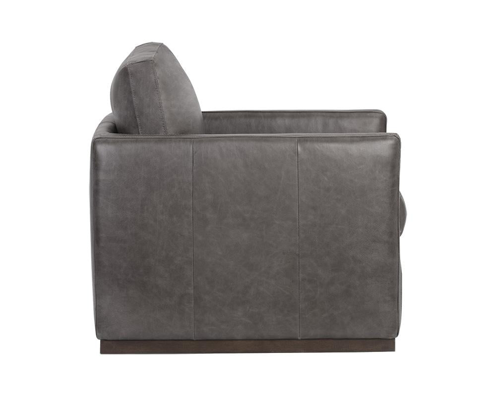 Portman Swivel Lounge Chair - Marseille Concrete Leather