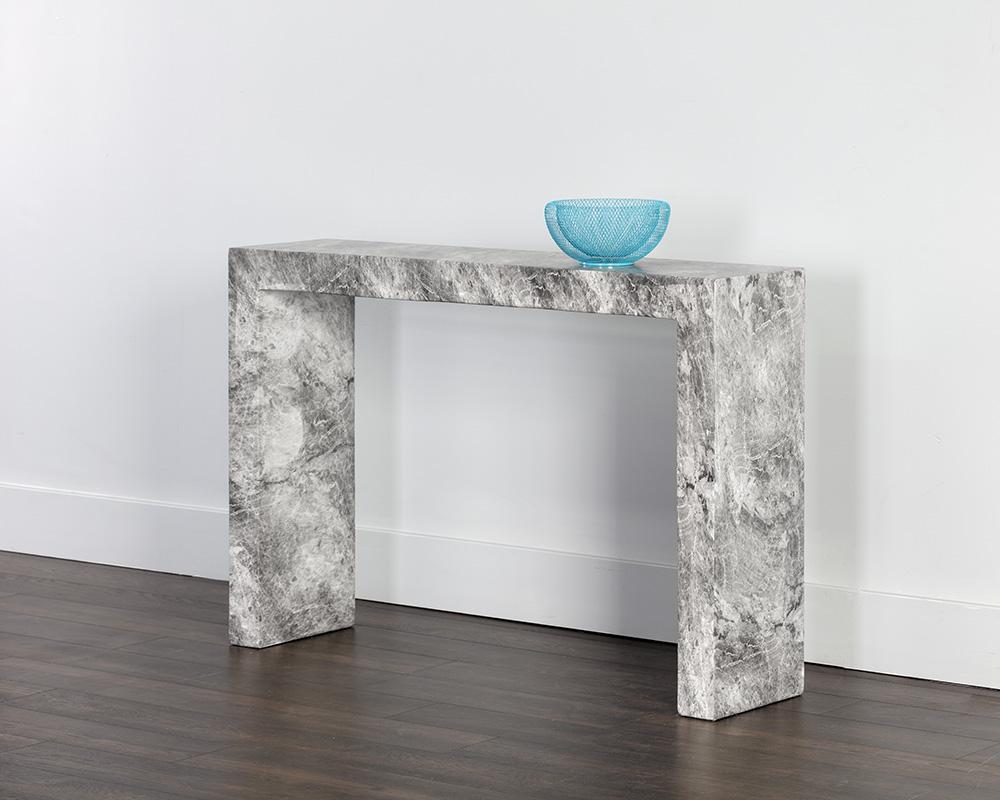 Axle Console Table - Marble Look - Grey