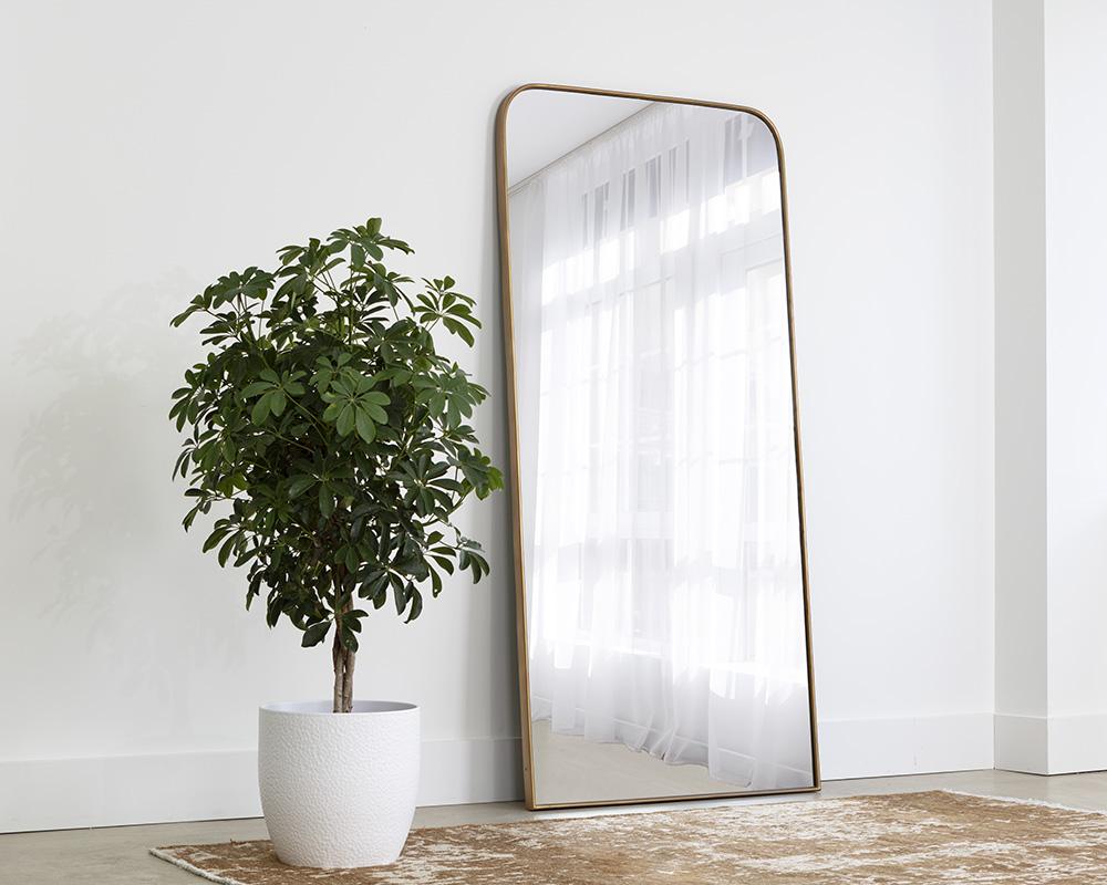 Calabasas Floor Mirror - Brass