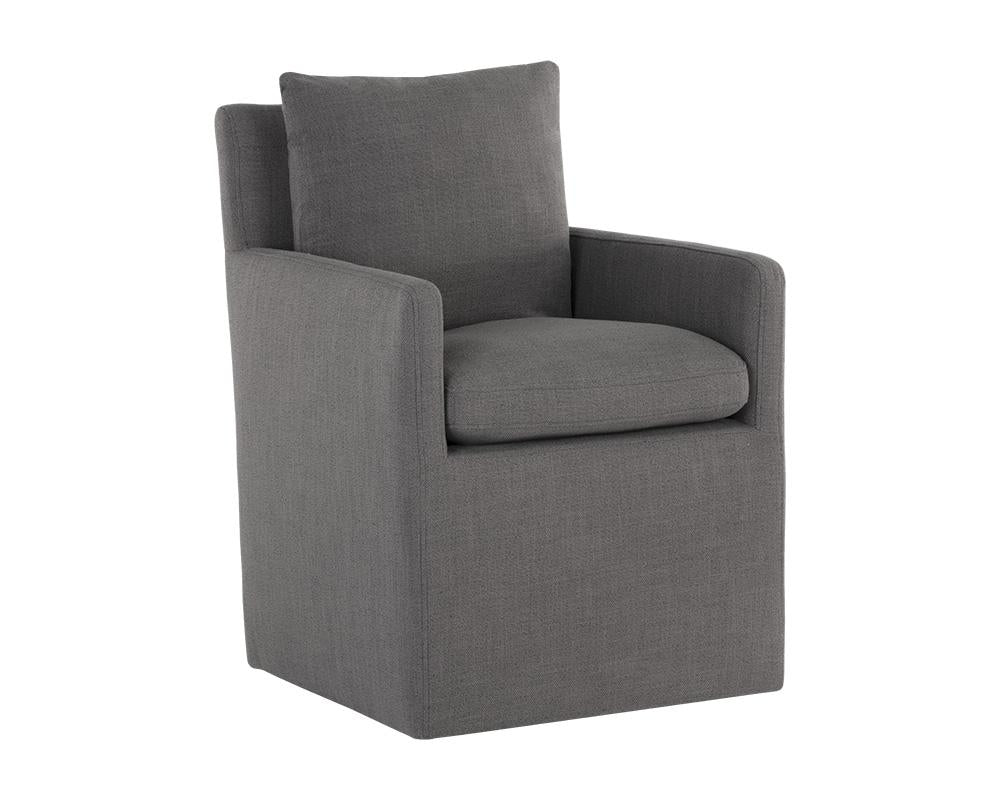 Glenrose Wheeled Dining Armchair - Effie Smoke