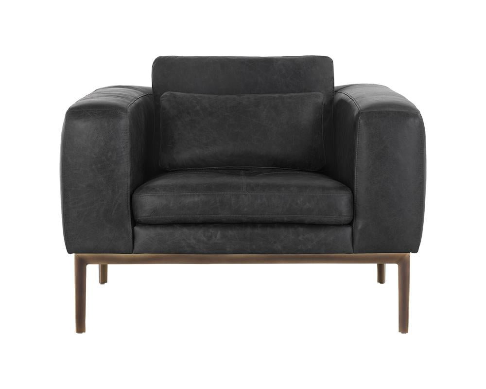 Burr Armchair - Serbia Black Leather