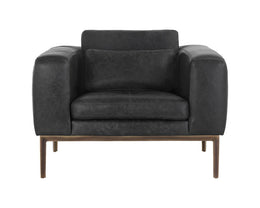 Burr Armchair - Serbia Black Leather