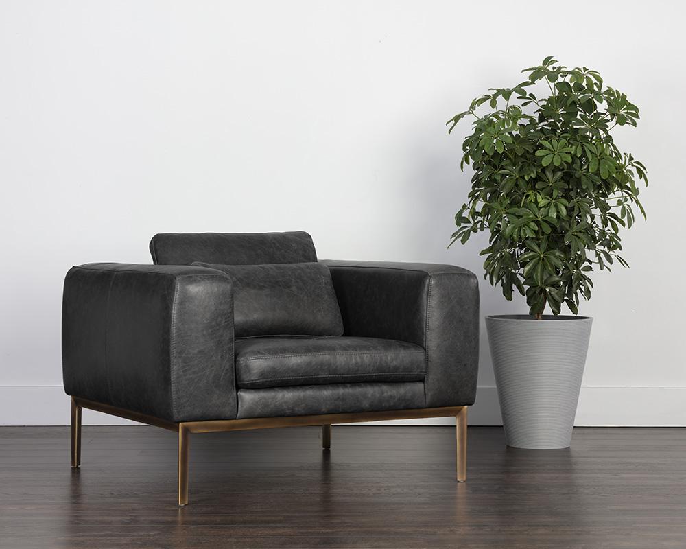 Burr Armchair - Serbia Black Leather