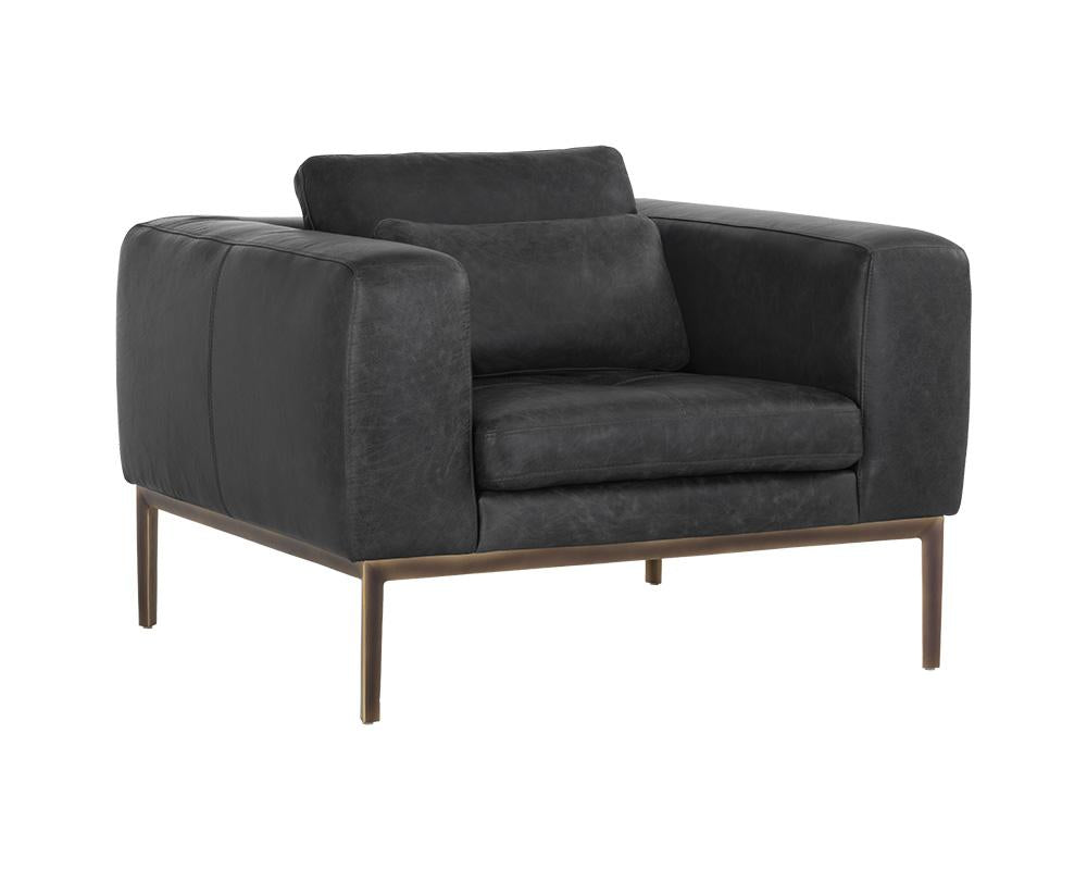 Burr Armchair - Serbia Black Leather