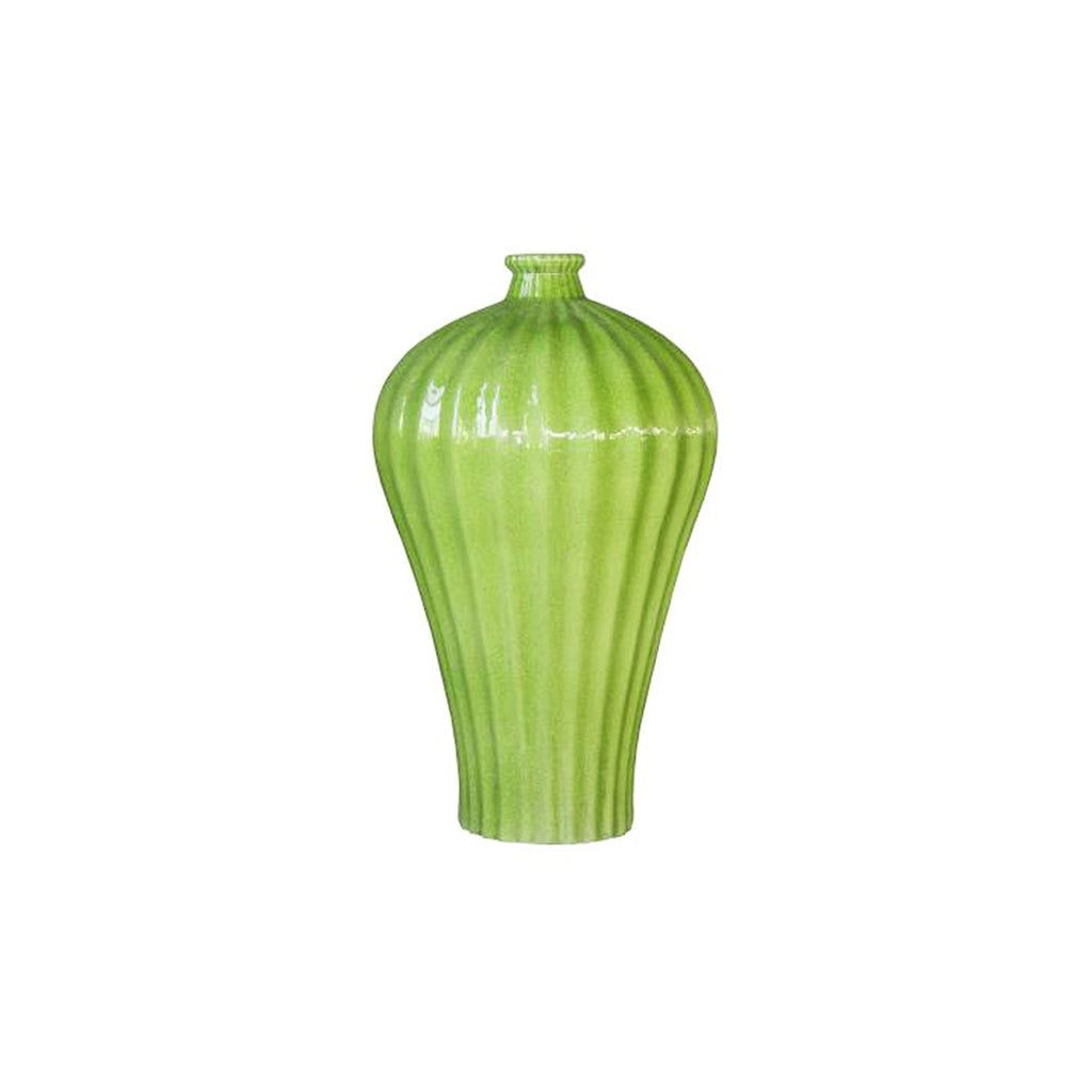 Fluted Plum Vase Lime Green