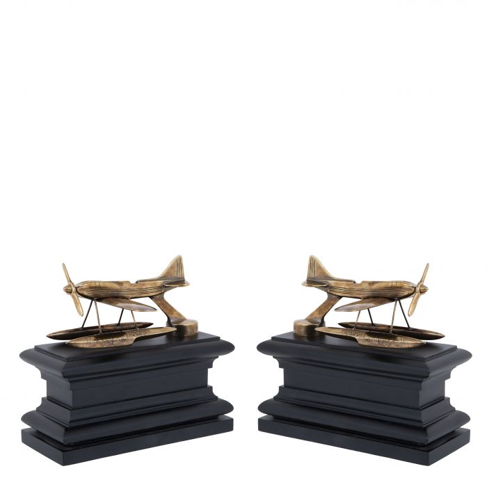 Bookend Hydroplane Antique Brass Finish Set of 2