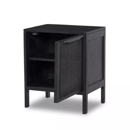 Sydney Right Nightstand - Black Wash with Black Cane