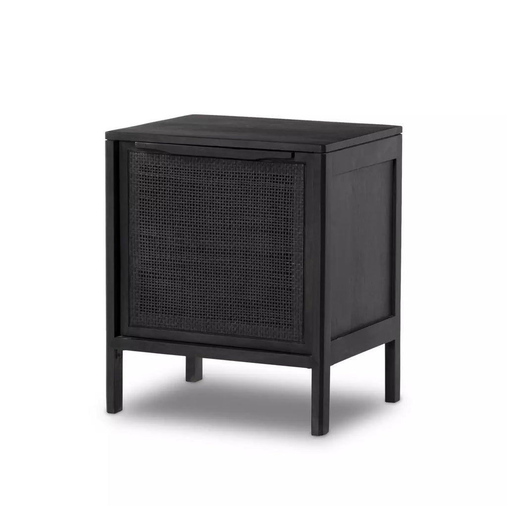 Sydney Right Nightstand - Black Wash with Black Cane