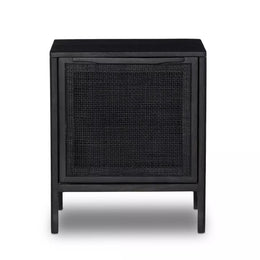 Sydney Left Nightstand - Black Wash with Black Cane by Four Hands