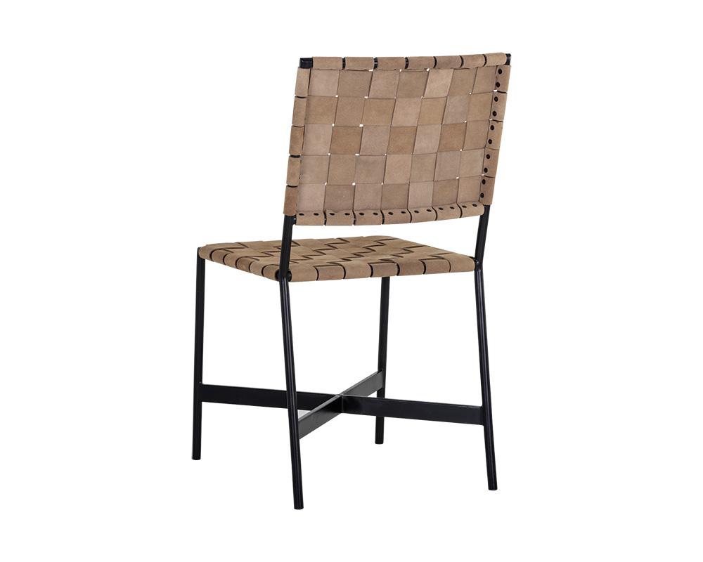 Omari Dining Chair - Black - Light Tan Leather, Set of 2