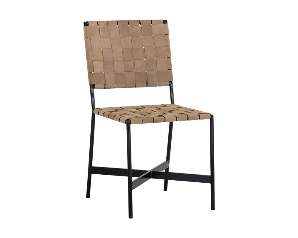 Omari Dining Chair - Black - Light Tan Leather, Set of 2