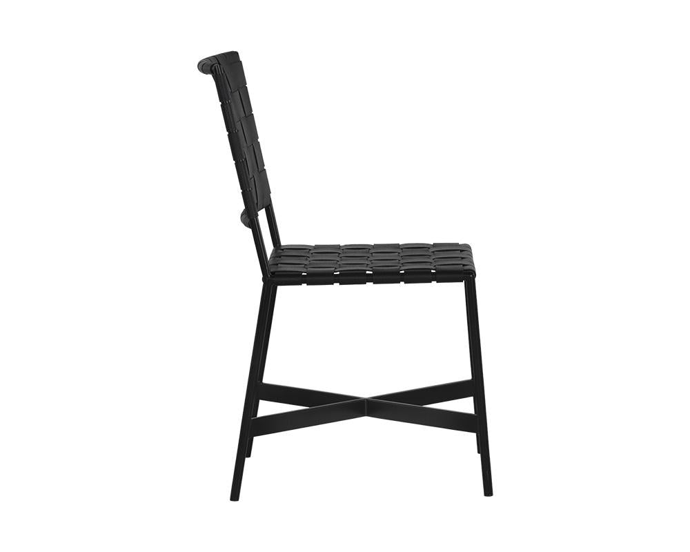 Omari Dining Chair - Black - Black Leather