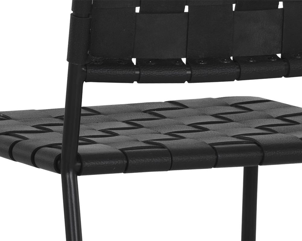 Omari Dining Chair - Black - Black Leather