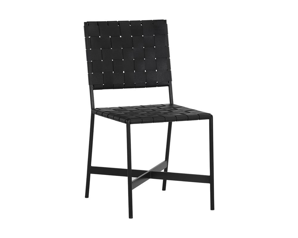 Omari Dining Chair - Black - Black Leather