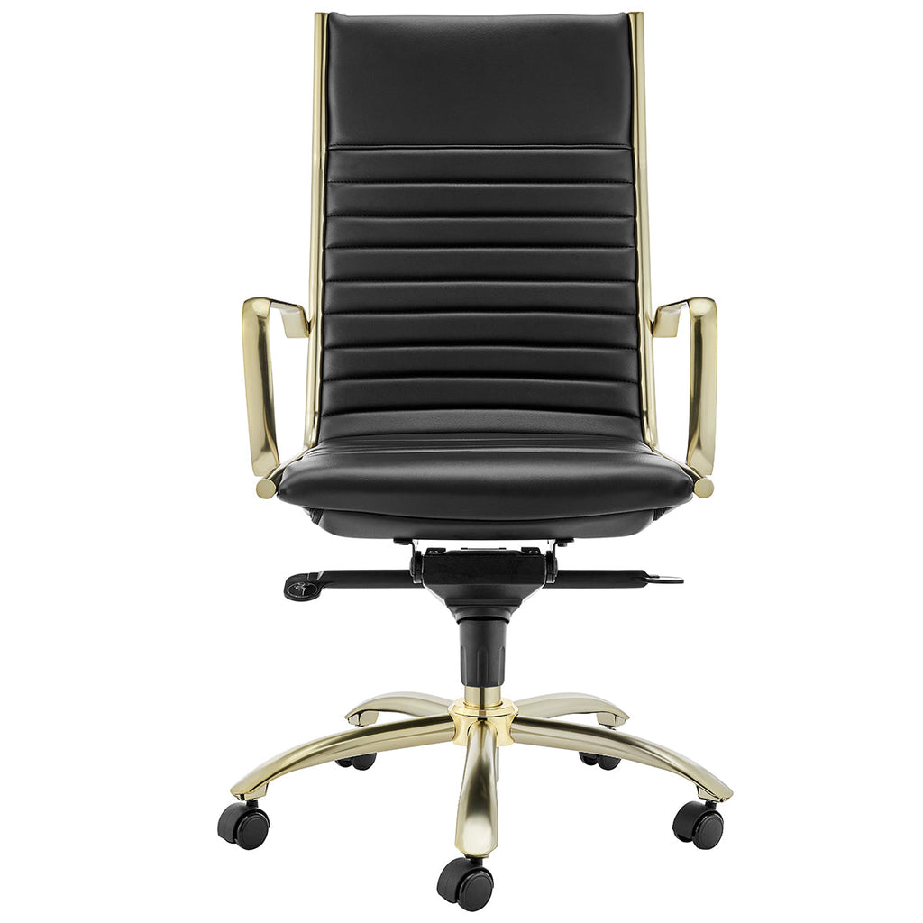 Dirk High Back Office Chair - Black,Brushed Gold Base