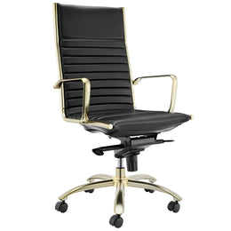 Dirk High Back Office Chair - Black,Brushed Gold Base