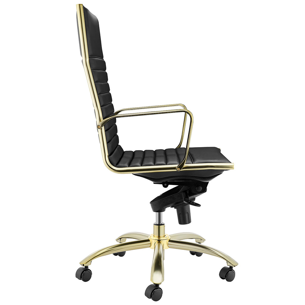 Dirk High Back Office Chair - Black,Brushed Gold Base