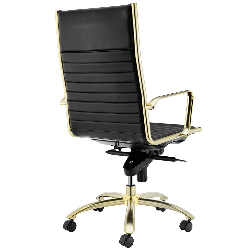 Dirk High Back Office Chair - Black,Brushed Gold Base