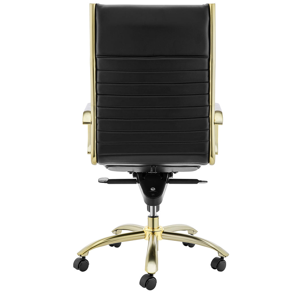 Dirk High Back Office Chair - Black,Brushed Gold Base