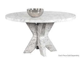 Cypher Dining Table Base - Marble Look - White