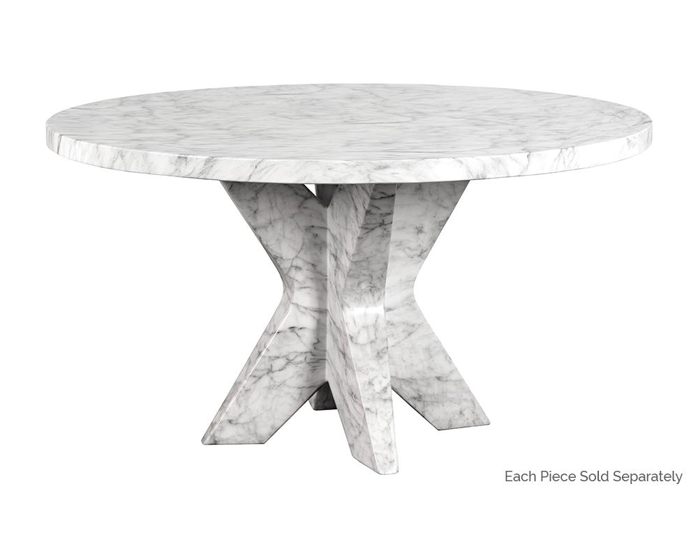 Cypher Dining Table Base - Marble Look - White