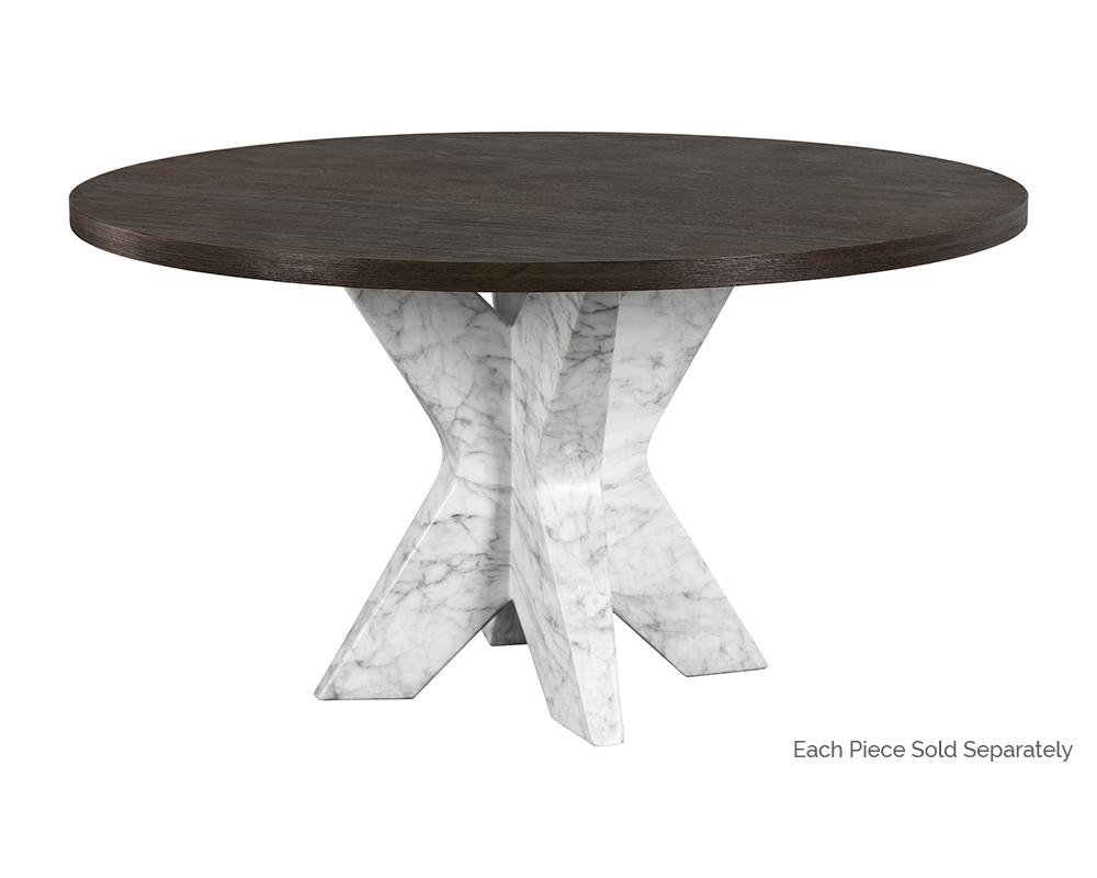 Cypher Dining Table Base - Marble Look - White