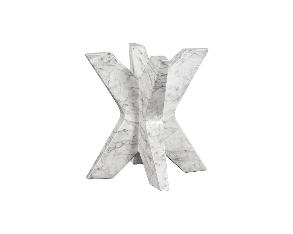 Cypher Dining Table Base - Marble Look - White