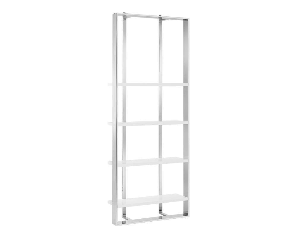Dalton Bookcase - Stainless Steel - High Gloss White