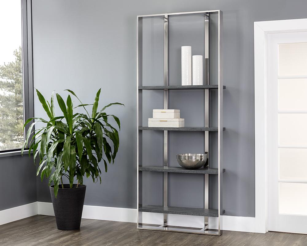 Dalton Bookcase - Stainless Steel - Grey